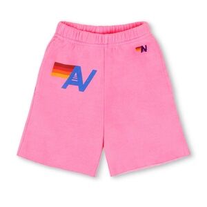 Aviator Nation Pink Kids Shorts with Rainbow Logo